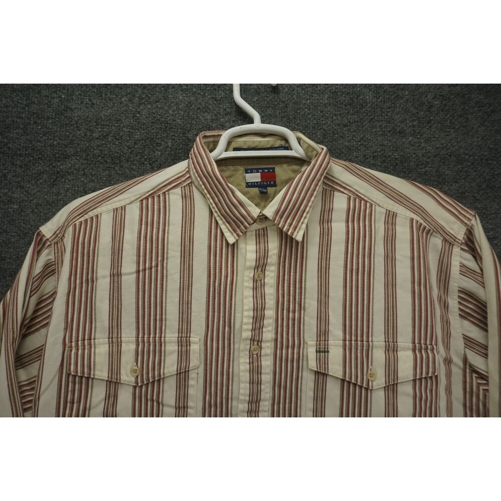Vintage Tommy Hilfiger Button Up Shirt Mens XL Long Sleeve Striped